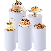 Cylinder Pedestal Stands for Wedding Ceremony Birthday 5Pcs,Pedestal Display Plinth Pillars with Multifunctional Use,Large Cylinder Tables for Parties,Celebration Ceremonies.
