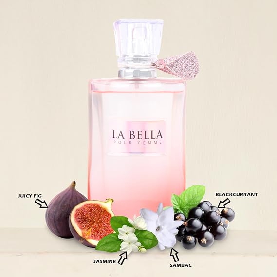 La Bella Perfume for Women - Fruity Floral Woody Eau de Parfum - Fig, Rose & Iris Scent - 100ml / 3.4 fl oz