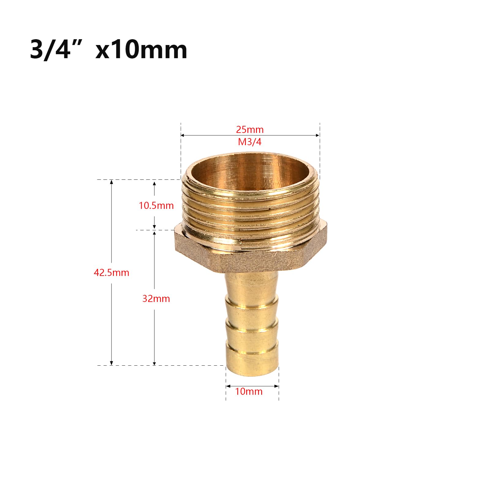 Brass Hose Fittings, Air Hose Fittings Connector Hose Adapter, Brass Pipe Fittings 3/8