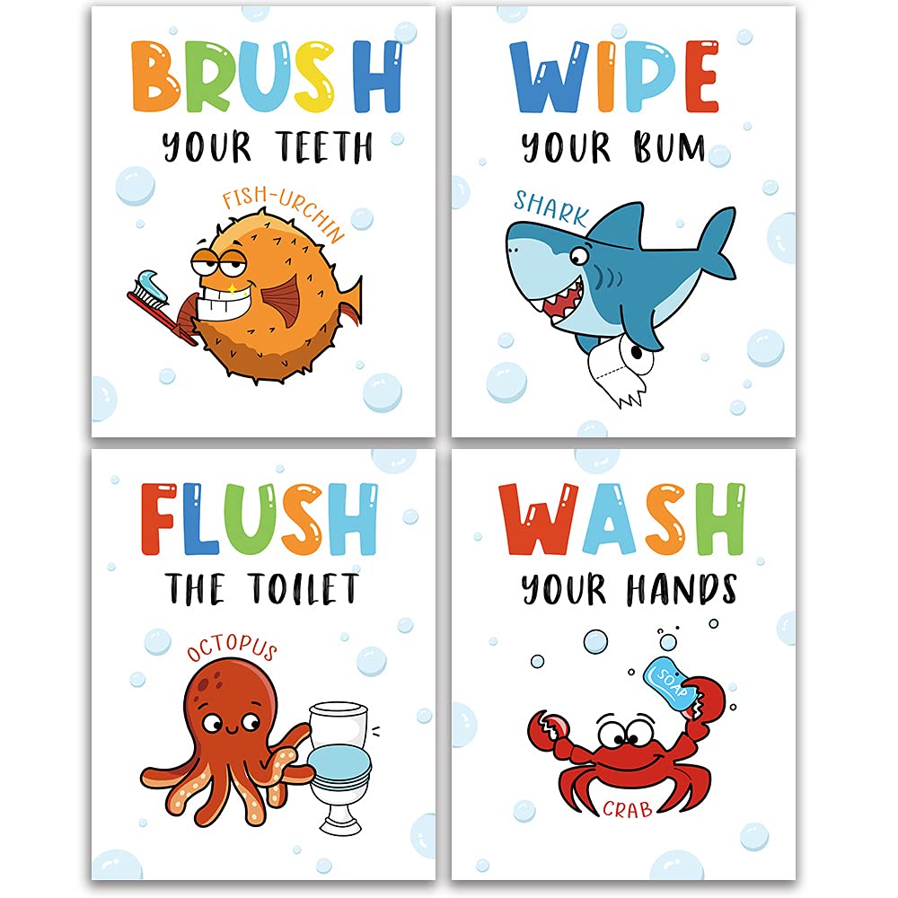 Iiiluyot Funny Sea Critters Kids Bathroom Decor Rules Set Novelty |  Desertcart Seychelles, image size:1000x1000