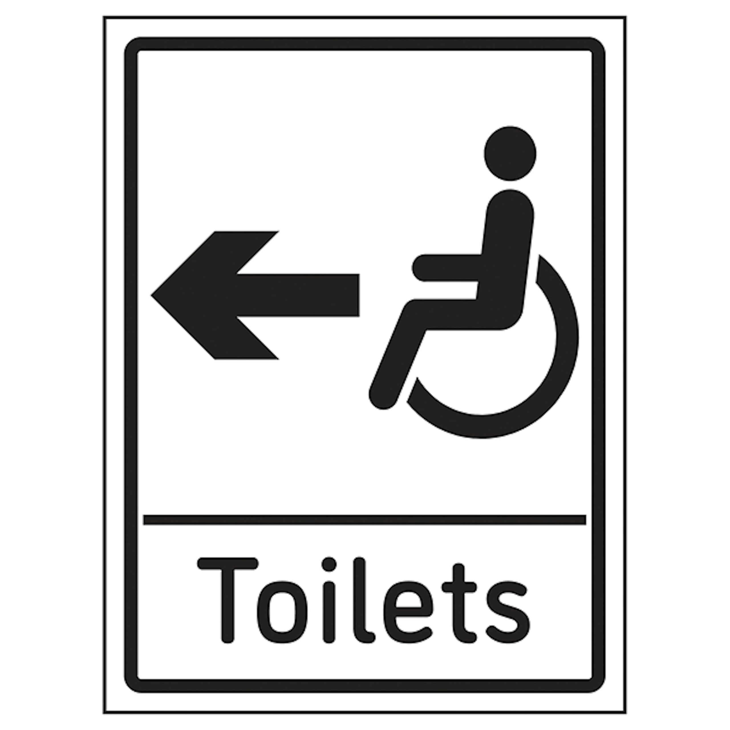 V Safety Disabled Toilets Arrow Left 150 x 200mm - 2mm Rigid Plastic Safety Sign