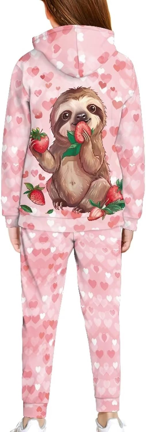 Gomyblomy Girls Sweatsuit Set 2 Piece Long Sleeve Sweatshirt and Sweatpants Kids Athletic Tracksuit Casual Jogger Sets