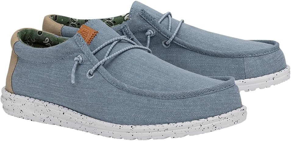 HEYDUDE Men's Wally Washed Canvas, Men’s Shoes, Slip-on Loafers, Comfortable & Light-Weight