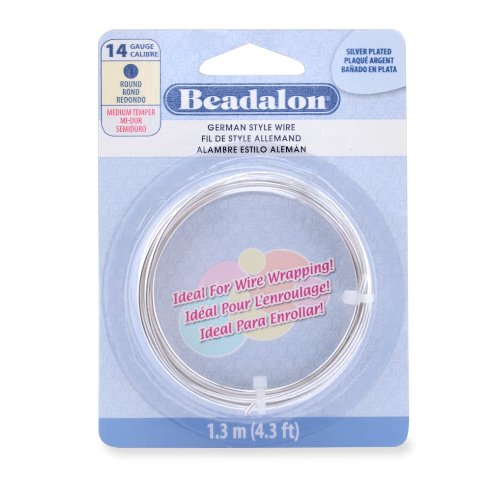 Beadalon German Style Wrapping Wire, Round, Silver Plated, 14 Gauge, 1.3 m / 4.3 ft — image 1