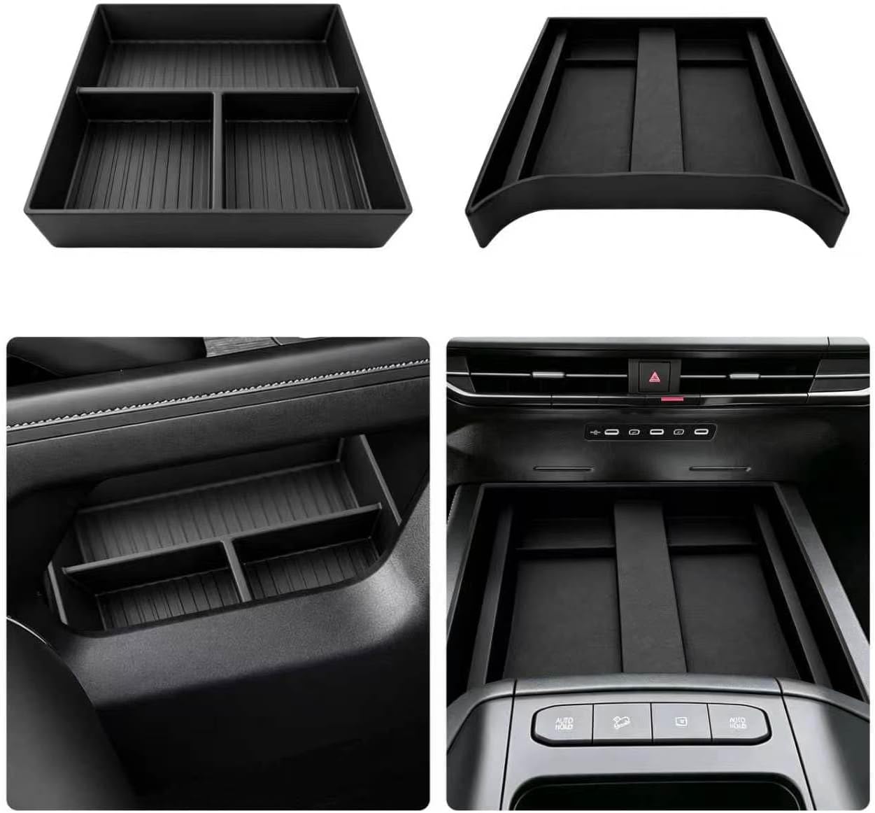 Designed for 2027 Kia Telluride Lower Center Console Organizer and Wireless Charging Rubber Mat for 2027 Kia Telluride Accessories TPE Bridge Storage Tray