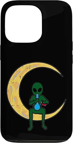 Funda de regalo de cannabis CBD para iPhone 13 Pro Alien Smoking Bong High Moon Cool Weed CBD