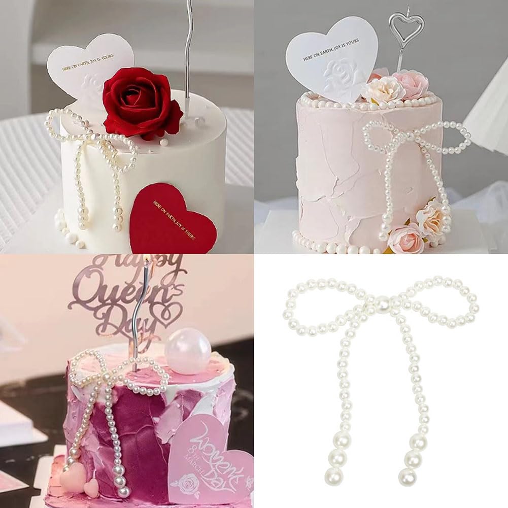 Confezione da 10 eleganti decorazioni per torte con fiocco, ideali per feste di compleanno e addio al nubilato, decorazioni romantiche