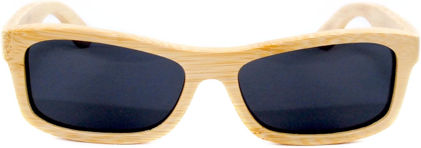Bamboo Sunglasses - Whitehaven Rectangular Polarized Natural Frame Sunglasses Yellow