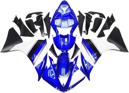 ABS البلاستيك حقن هدية كيت يصلح لياماها 2009 2010 2011 YZF R1 YZF1000 2009-2011 YZF 1000 09 10 11 صب هيكل السيارة دراجة نارية كامل إطار الجسم القلنسوة مجموعة - الأزرق والأبيض