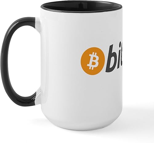CafePress Bitcoin - Taza grande de cerámica para café, taza de té, 15 onzas