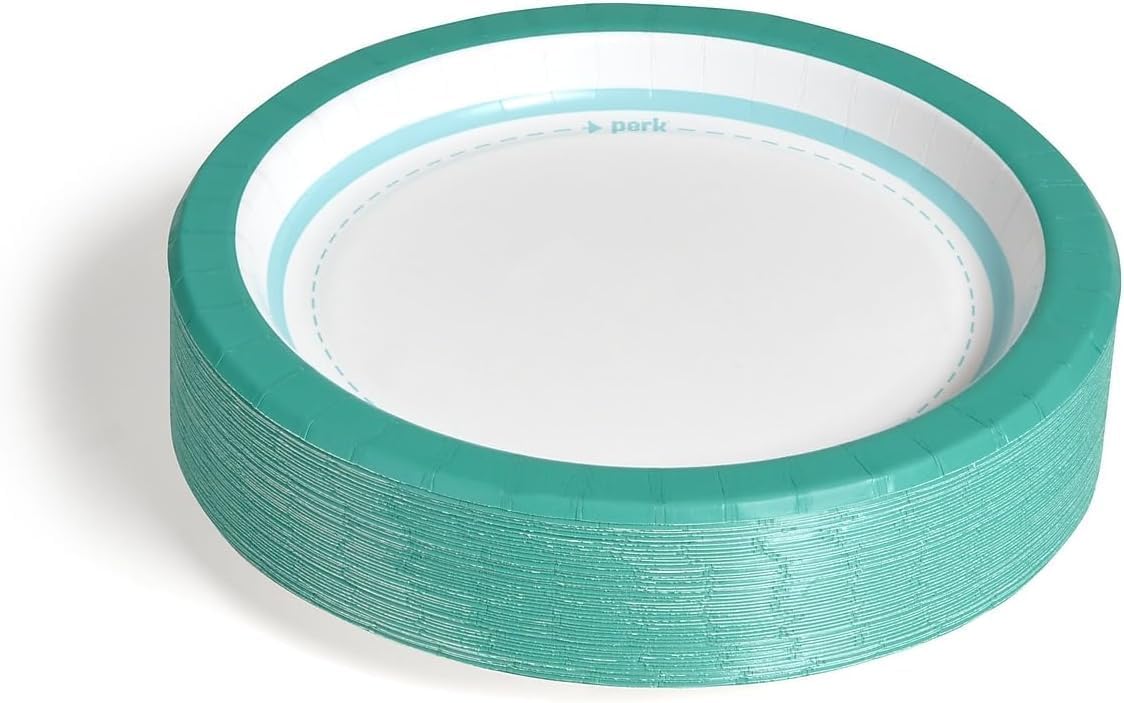 Perk 8.5 Inch Paper Plates, 500 Count Bulk, Medium-Weight Microwave Safe Disposable Plates for Everyday Use & Parties