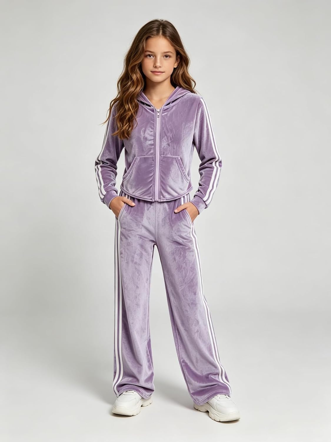 Size 7-14 Girls 2 Piece Clothes Long Sleeve Top Wide Leg Pants Teen Outfits image 2