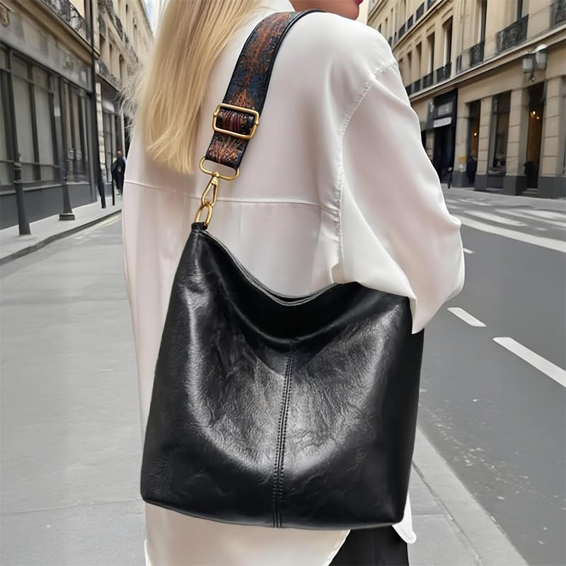 Bolso Tote Oversize de PU para mujer negro miniatura 1