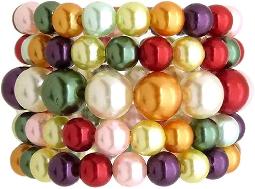 Miniatura 5 de Conjunto de 5 pulseras elásticas de perlas sintéticas para mujer