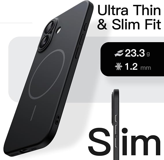 JETech Magnetic Slim Case for iPhone 17, Black