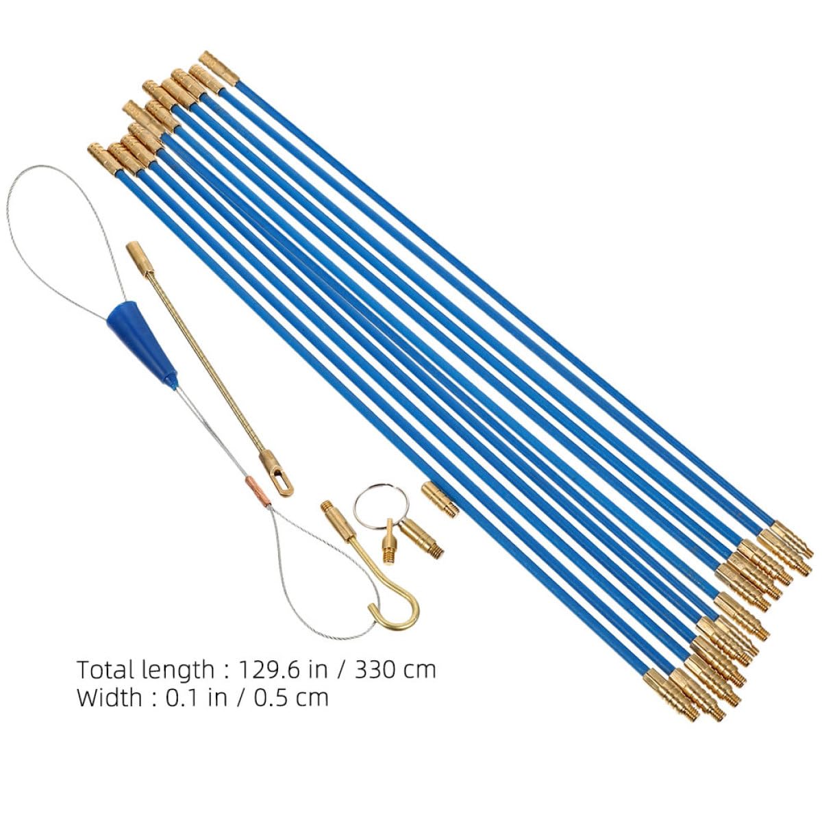 SOLUSTRE Glasfaser Kabelzieher Satz mit 12 Flexiblen 33cm Stäben zum Einziehen von Elektrokabeln für Professionelle und Private Wanddurchführung