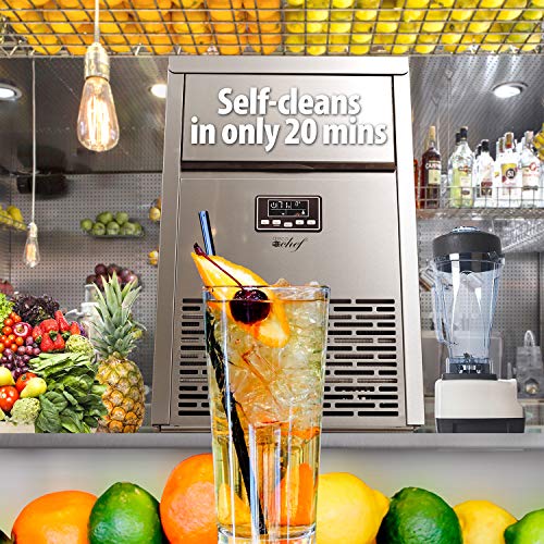 Deco Chef Commercial Ice Maker 99Lb Every 24 Hours 33Lb Storage Capacity Stainless Steel Great For Hotels, Restaurants, Bars, Homes, Offices Includes Connection Hoses And Ice Scoop #TOP5