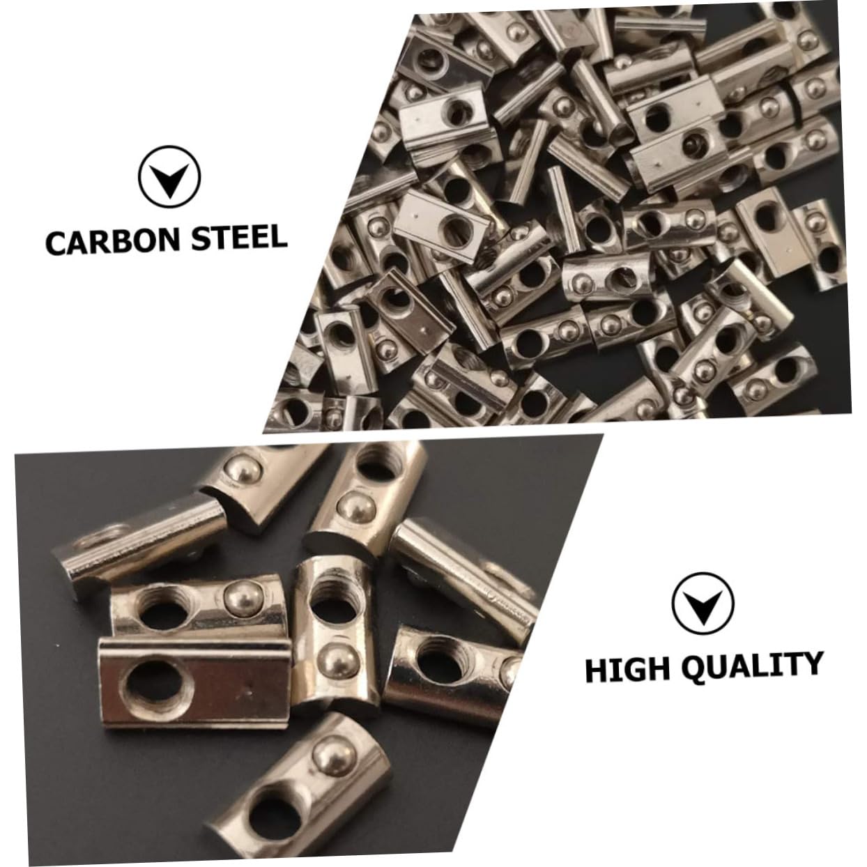 Cabilock 200pcs Carbon Steel Nickel-Plated Nuts for Aluminum Profiles Spring Loaded Elastic for Printer Assembly Easy Installation Compatible Standard