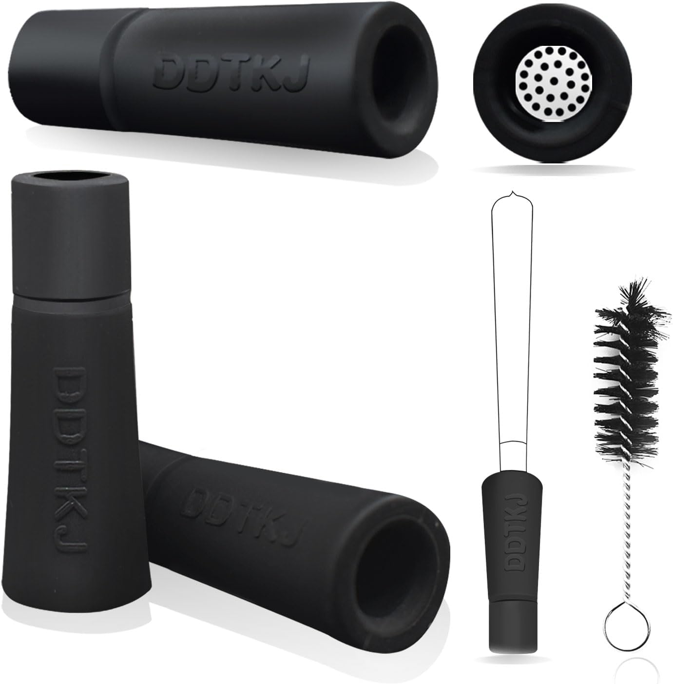 2 PCS Reusable Silicone Rolling Tips,Colorful Silicone Mouthpiece Filter Tips for Pre Rolled Cone,Replacement for Glass Filter Tips and Glass Rolling Tips.(Black)