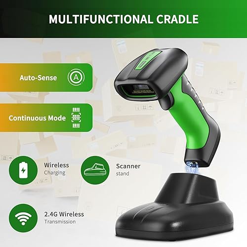 Miniatura 4 de NETUM Escáner de código de barras industrial 2D QR Bluetooth con base de carga, lector de código de barras inalámbrico 2D1D mejorado, batería de