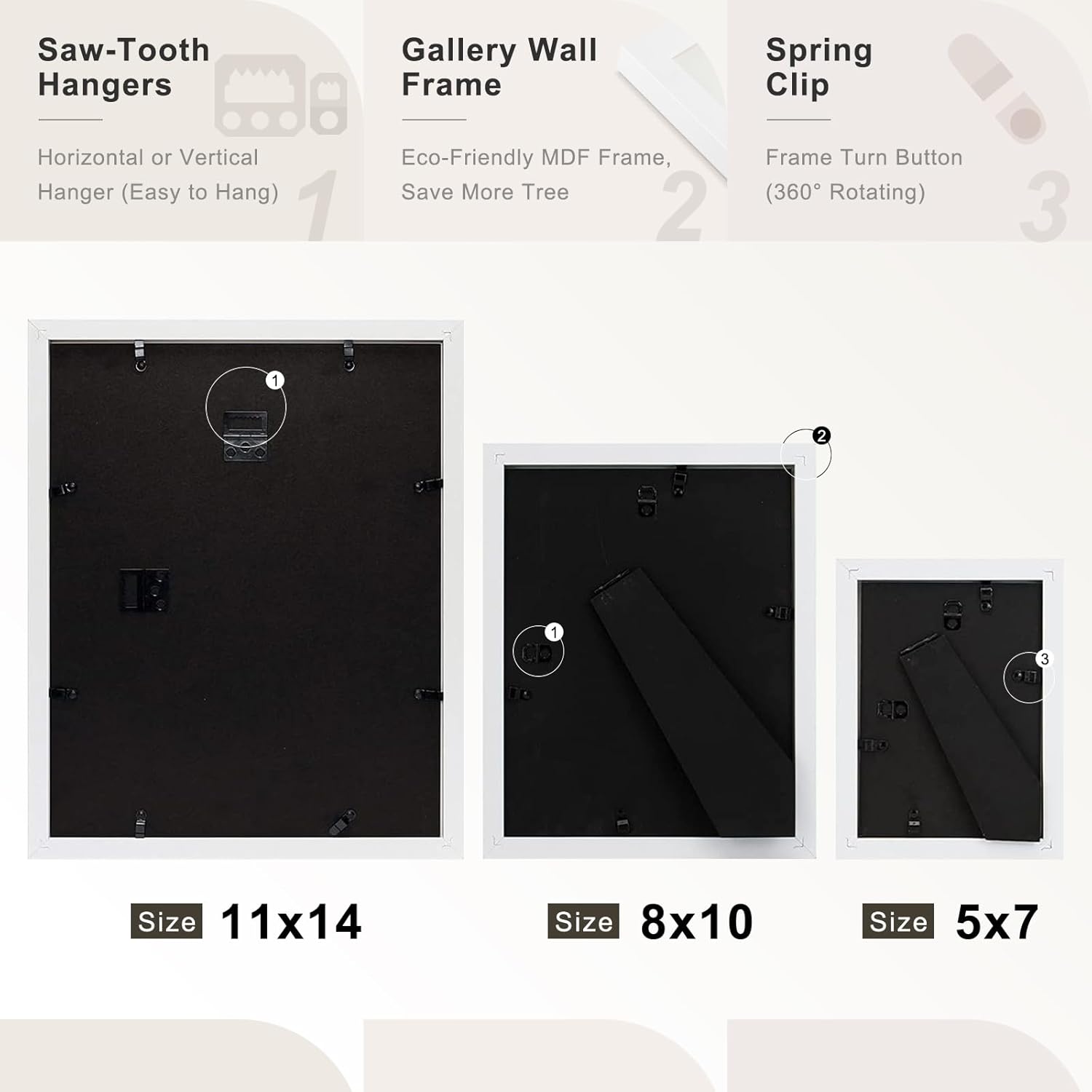 Frametory, Gallery Wall Frame Set of 7 Multiple Sizes 11x14, 8x10, 5x7 Picture Frame Collage with Mat for Prints, with Real Glass (White)