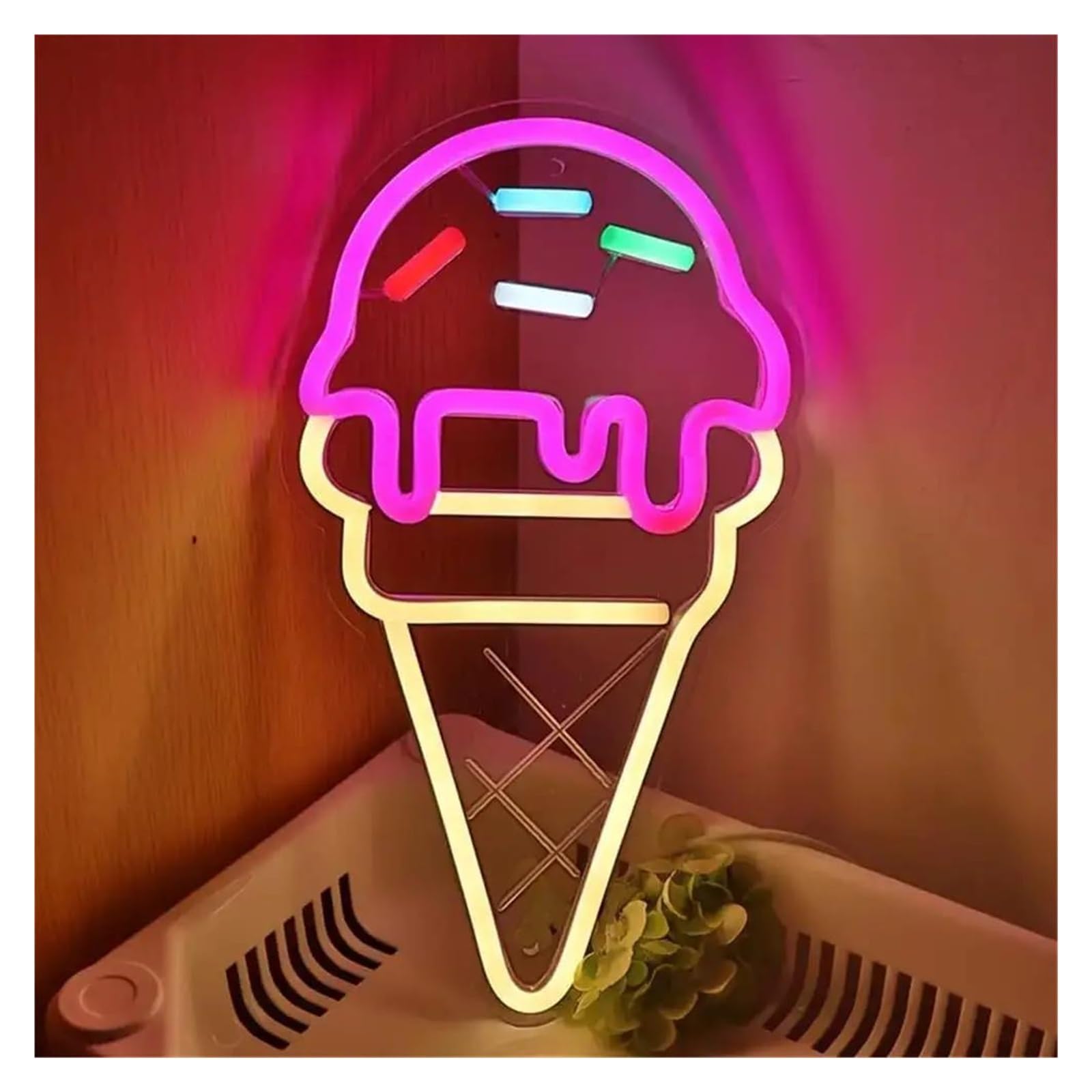 Shouxi One Color Sign Lamp Ice Cream Neon Lights For Restaurant Dessert Shop Candy Stores Cafe Drink Decor 29.6X16.4cm