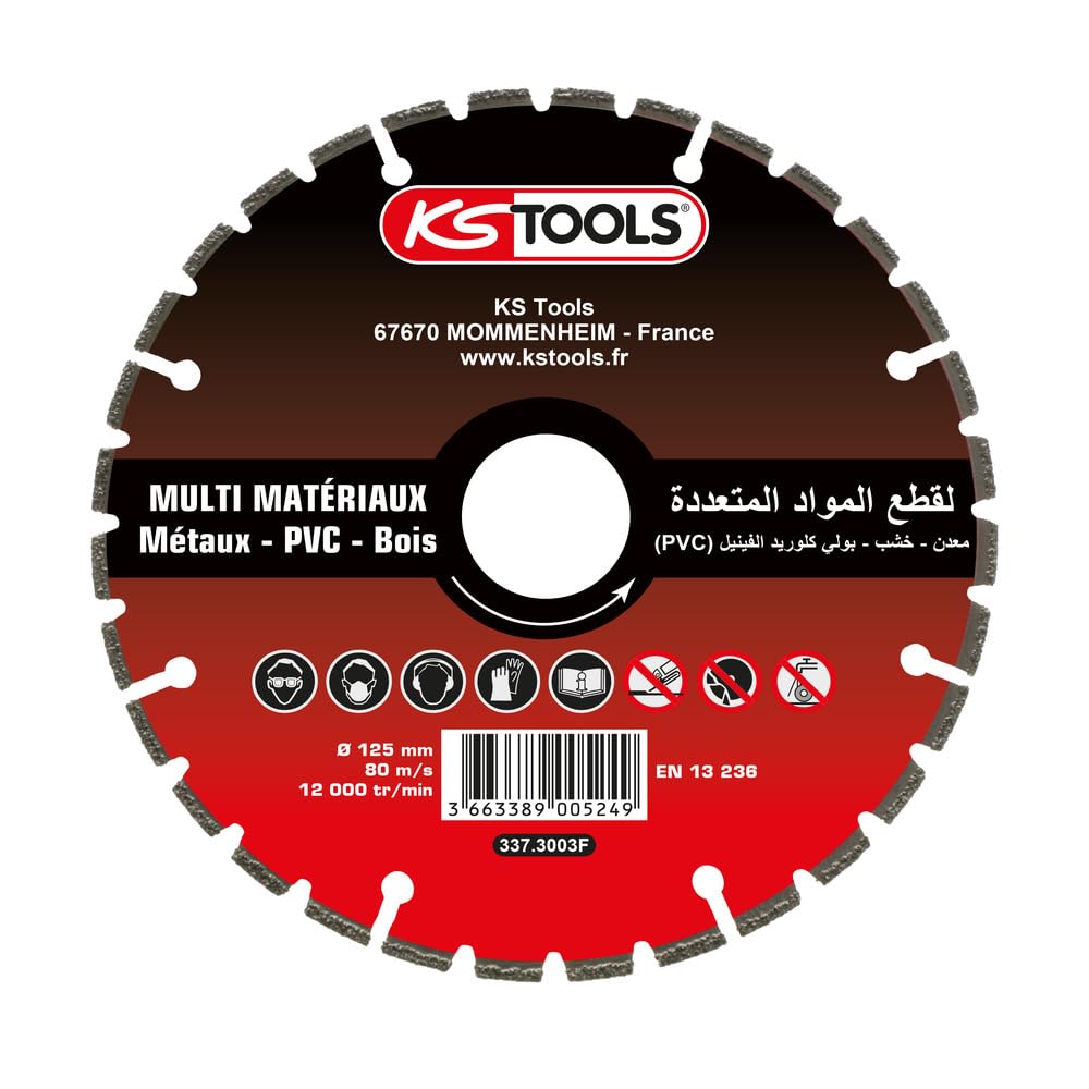 Disque diamant 125mm KS TOOLS 337.3003F pour meuleuse d'angle sans fil