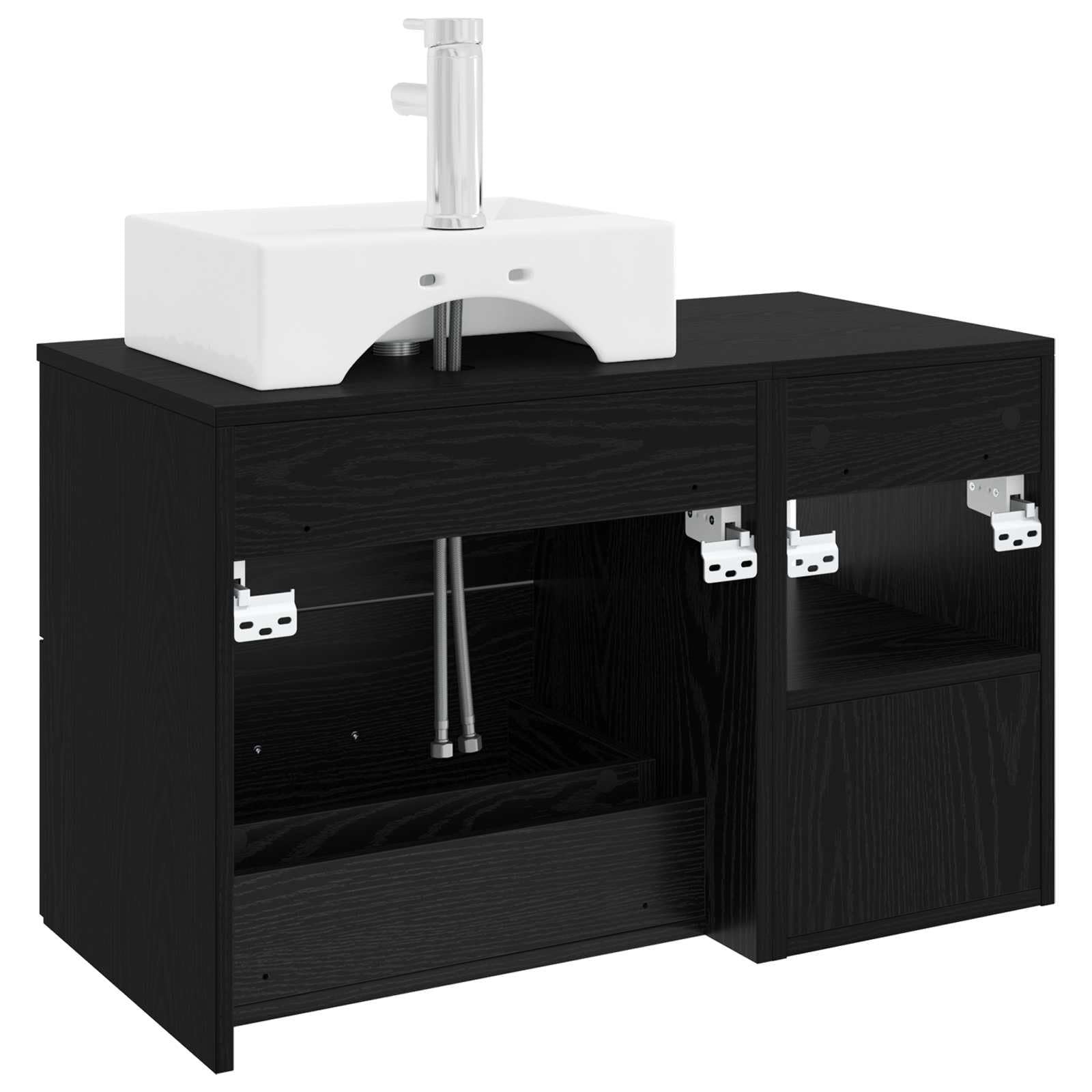 Juego de muebles de baño (2 unidades, madera de roble negro)