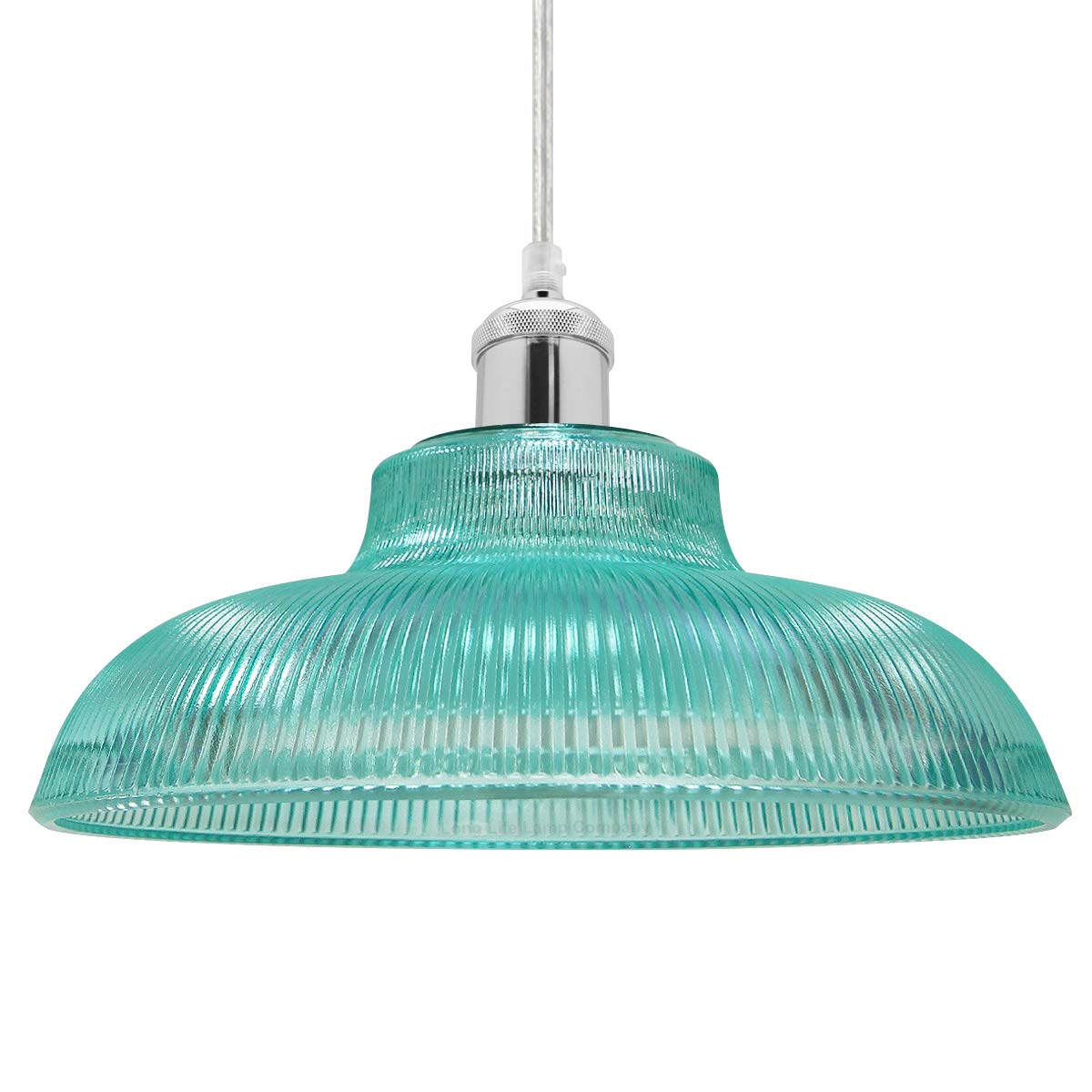Long Life Lamp Company Smoked Blue Antique Silver Vintage Pendant Light Classic Retro Blue Glass Ceiling Light Shade Bowl M0216