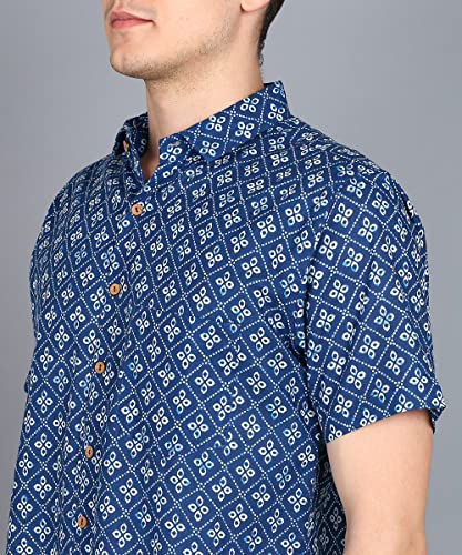 Image of BLOCKS OF INDIA Cotton Hand Block Print Half Sleeves Summer Shirt for Men