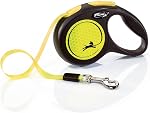 Flexi New Neon Tape Retractable Dog Leashes for Large Dogs Upto 110 lbs. – 16 ft., Neon Yellow/Black | Tangle Free Pet Walking Leash with One-Handed Brake, Pause, Lock|German Quality Product | German engineered, original flexi leash, durable quality