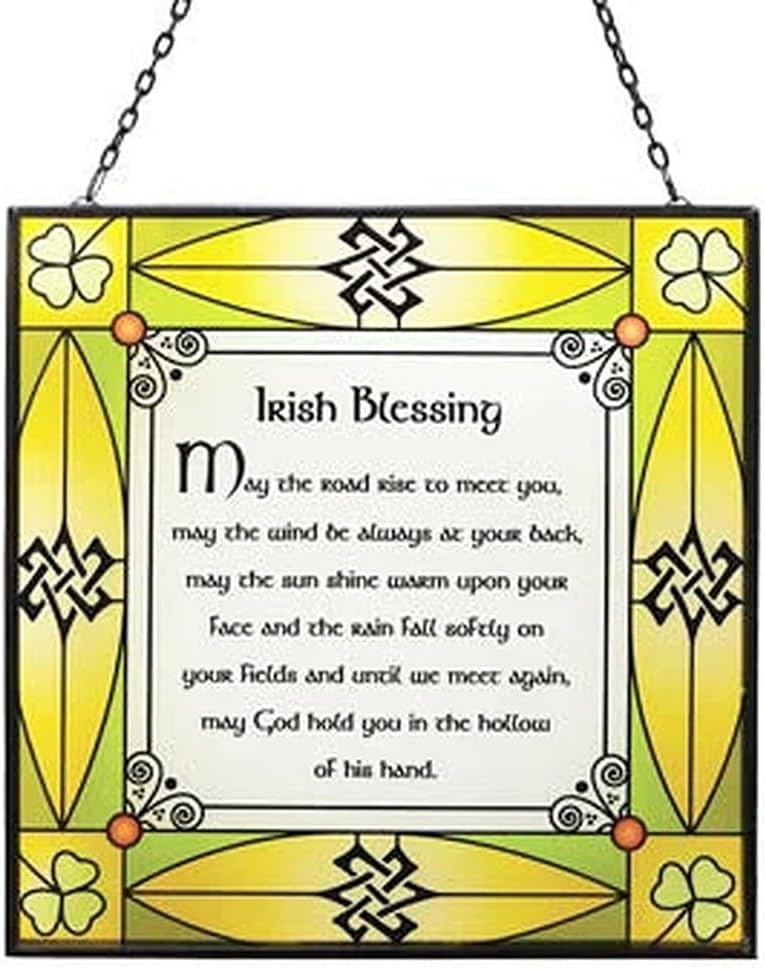 Traditional Irish Blessing Stained Glass (6.29" x 6.29") Handcrafted Celtic Home Decor Housewarming Gift