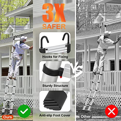 image for 12.5ft Telescoping Ladder, LUISLADDERS Aluminum Telescopic Extension L
