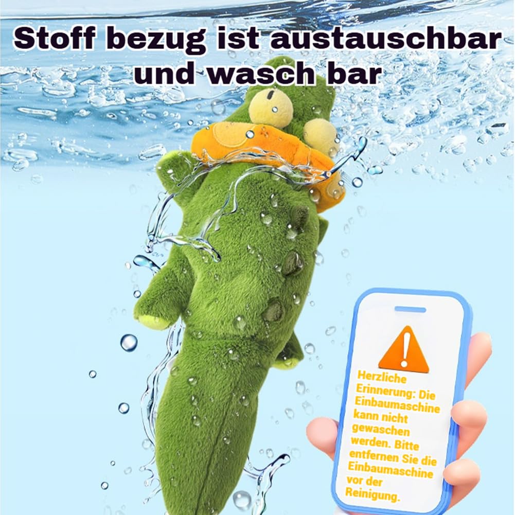 The Dog - Calming Crocodile, Interactive Plush Dog Toy with Automatic Tail-Wagging to Keep Them Busy, Soft & Washable Sicher Kauspielzeug FüR Hunde Und Katzen (Fuchs,2PCS)