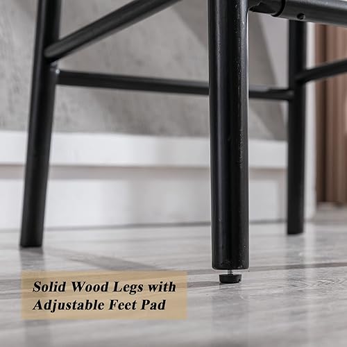 Miniatura 7 de DUOMAY Juego de 2 taburetes de bar modernos, taburetes de altura de mostrador de 26 pulgadas con respaldo de ratán, silla de isla de cocina tapizada