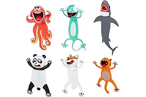 3D Wacky Squashed Animal Bookmarks, 6 Pieces Reading Bookmarks for Kids
