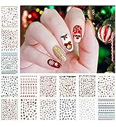 1500+ Patterns Christmas Nail Art Stickers, EBANKU 15 Sheets 3D Self-Adhesive Snowflake Santa Cla...