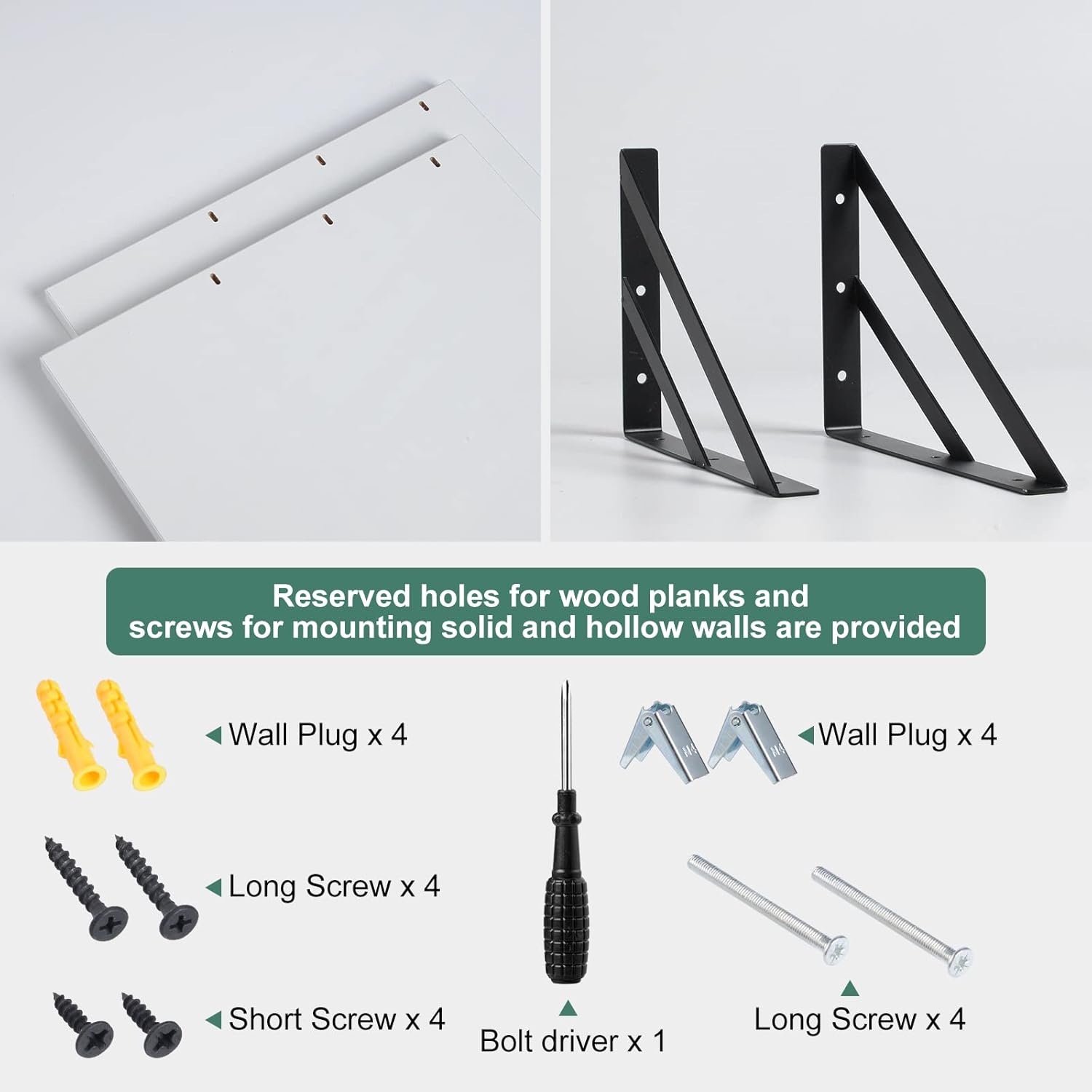 2 Pc Deep Floating Shelves ; 12 Inch Deep Wall Mounted Hanging Shelves for Living Room, Kitchen, Office, Bathroom and Bedroom Decor; Storage and Display Shelf Set (White)