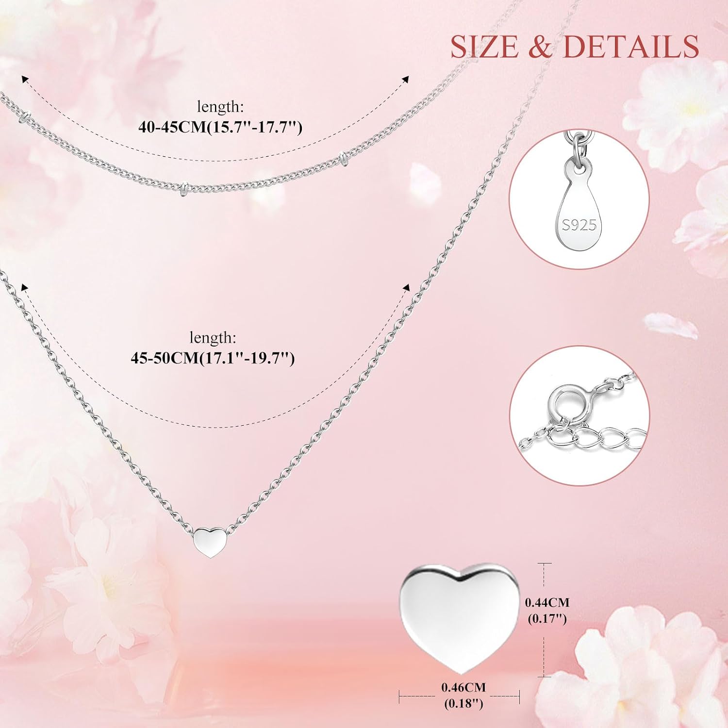 S925 Sterling Silver Layered Chain Necklaces for Women - 18K White Gold Plated Dainty Herringbone Necklace Trendy Stacked Jewelry, Hypoallergenic Gift for Birthday Anniversary Mother's Day