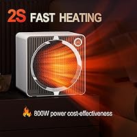 Vista 3 de Electric Space Heater, Energy Efficient Portable Space Heaters for Indoor Use, PTC Ceramic Small Desk Heater, Overheating & Tip-Over Protection Mini