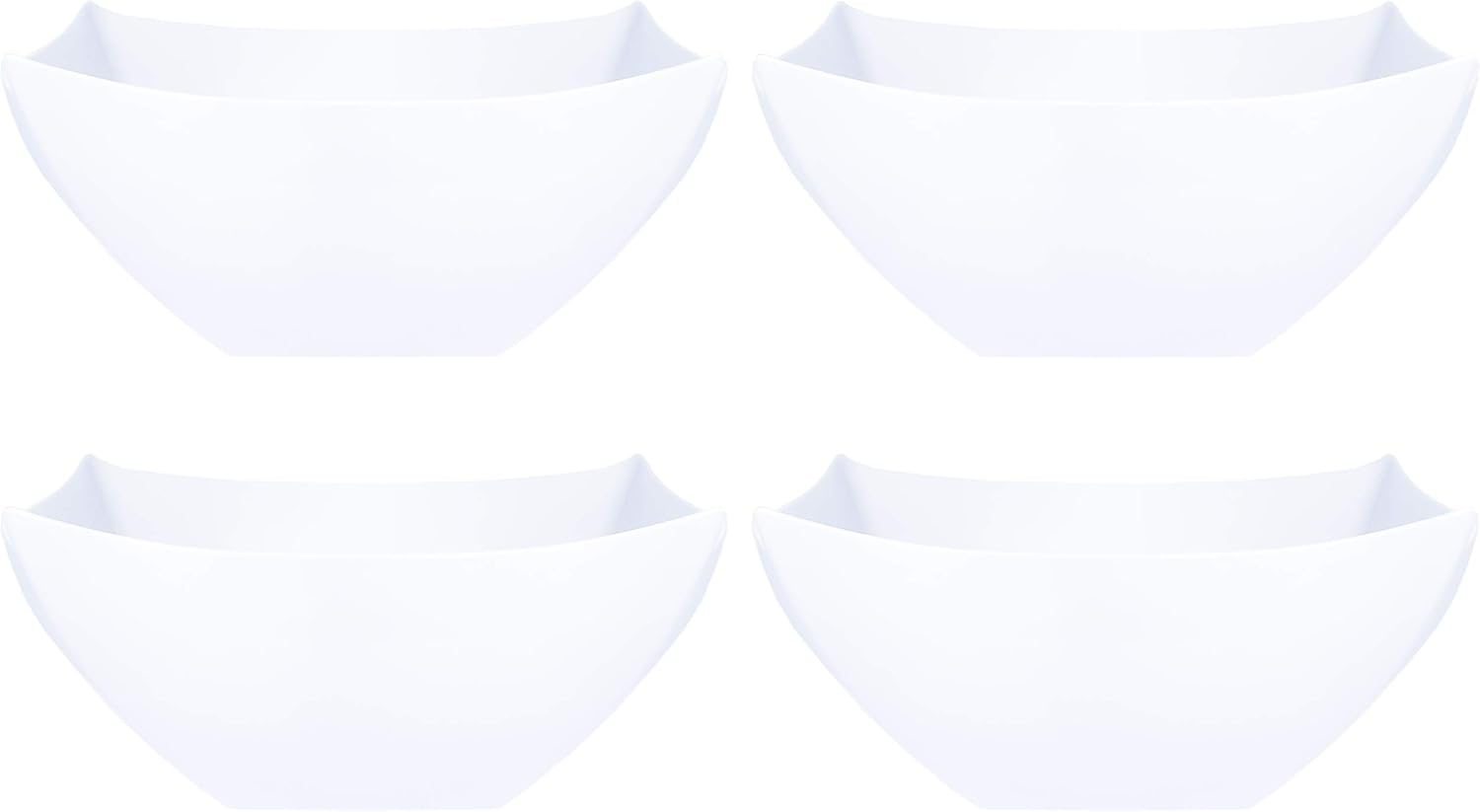 PLASTICPRO Disposable Square Serving Bowls, Party Snack or Salad Bowl, Plastic Clear or White Pack of 4 (8 OUNCE, White) 8 OUNCE White