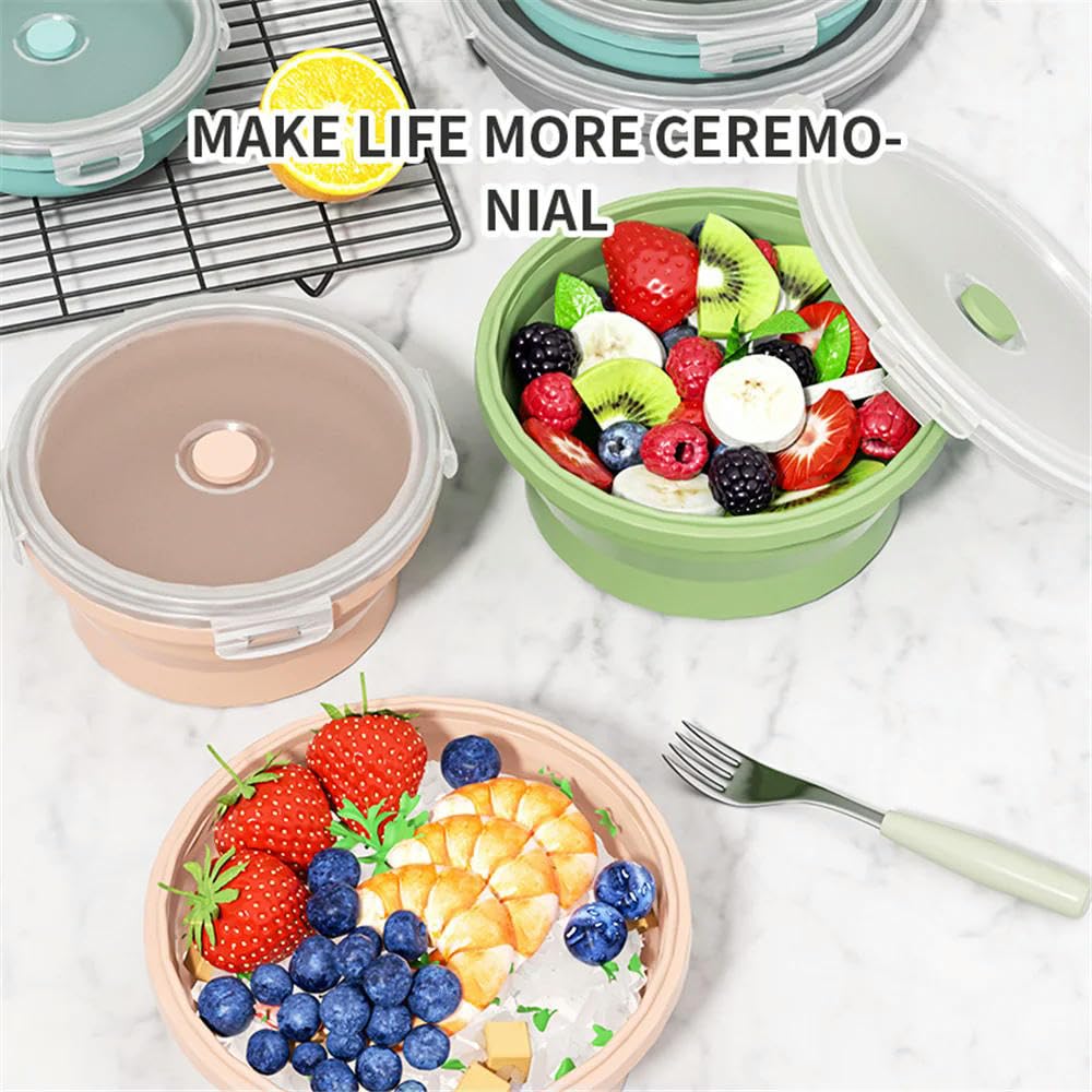 DYRBF - Set di contenitori per alimenti in silicone, pieghevoli, insalatiera con coperchio, portatile