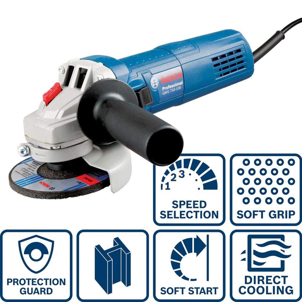 Bosch Professional GWS 750 S Avuç Taşlama Makinesi-Devir Ayarlı (750 W, Disk Çapı: 115 mm, 2.800-11.000 dev/dak)