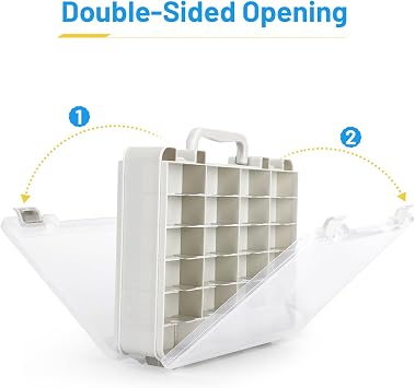 Saichotoy Storage Case Compatible with Hot Wheels - Carrying Display Case for 1/64 Scale Toy Cars, 48-Slot Double-Sided Transparent Organizer with Built-in Steps Prevent Sliding & Adjustable Dividers
