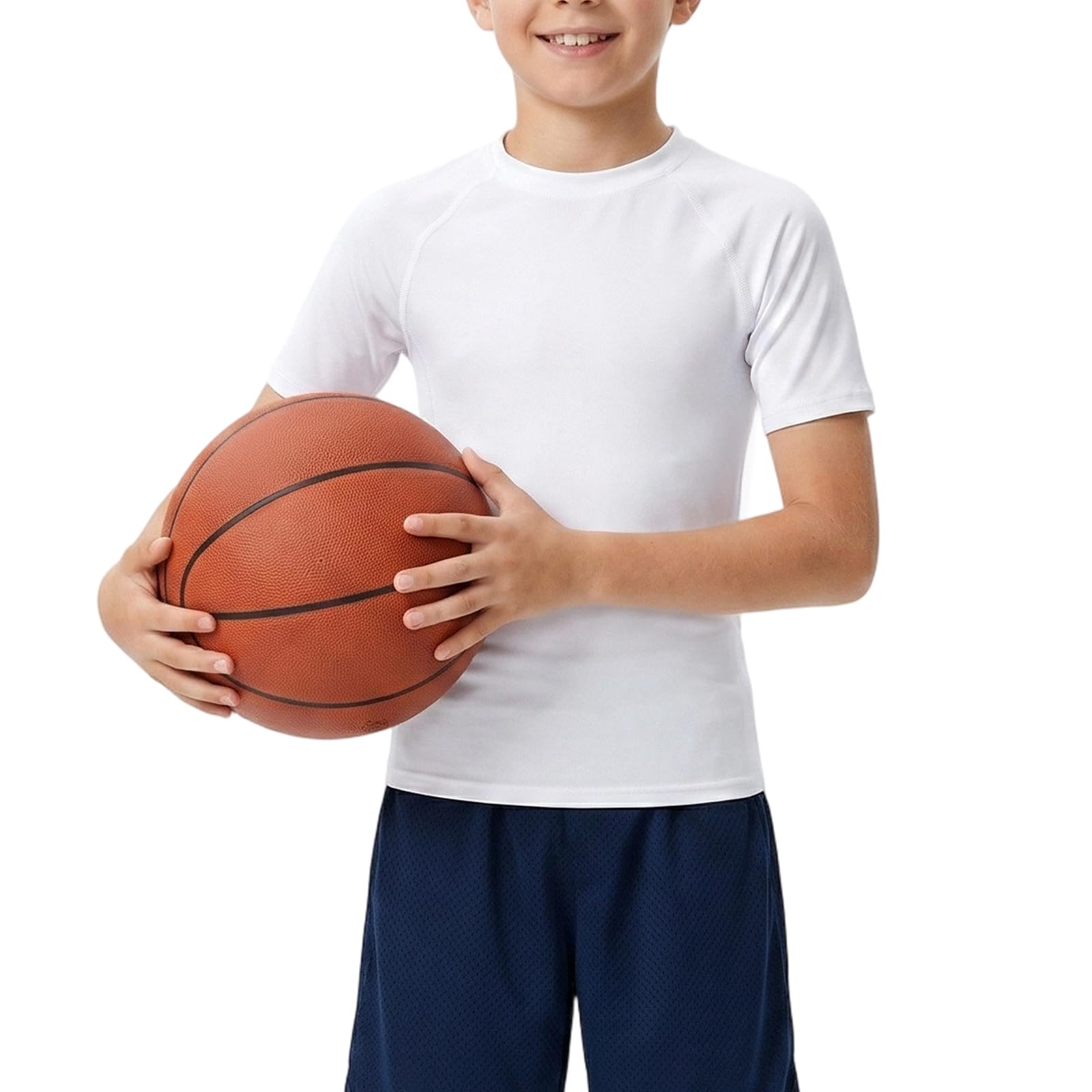 Maglietta a Maniche Corte per Ragazzi Asciugatura Rapida e Traspirante Maglia Intima Base Layer ad Elevata Elasticità Leggera Maglietta Sportiva a Girocollo per Corsa Calcio Basket Ciclismo