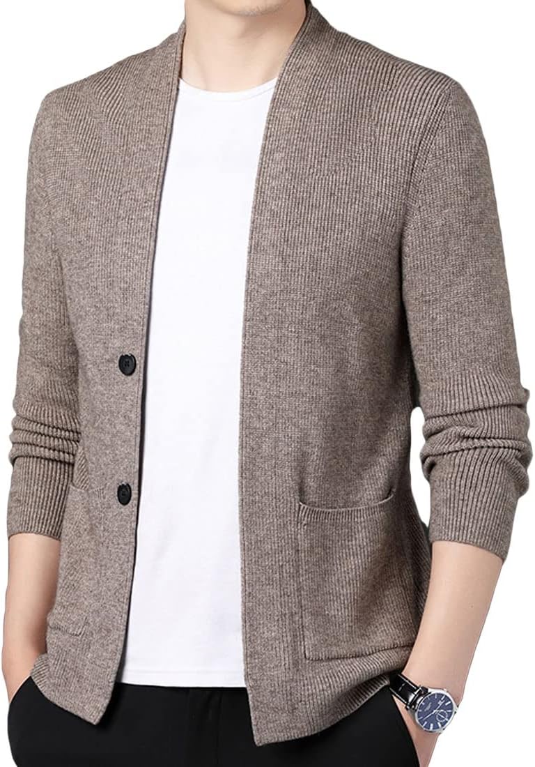 HZCX FASHION Mens Cardigan Lightweight V Neck Button Down Sweater with Pockets