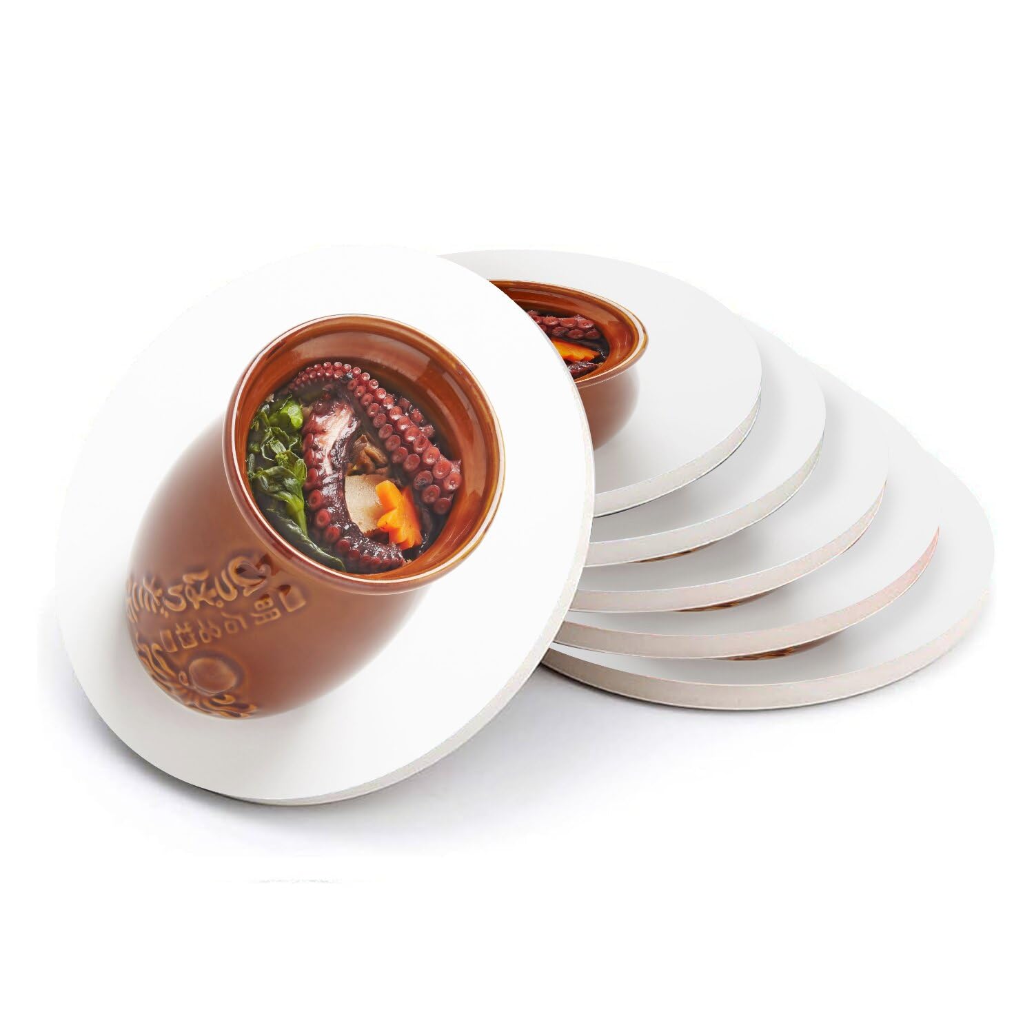 Sous verre ronds en céramique Hipparidako Meshi - Lot de 6 pour table japonaise