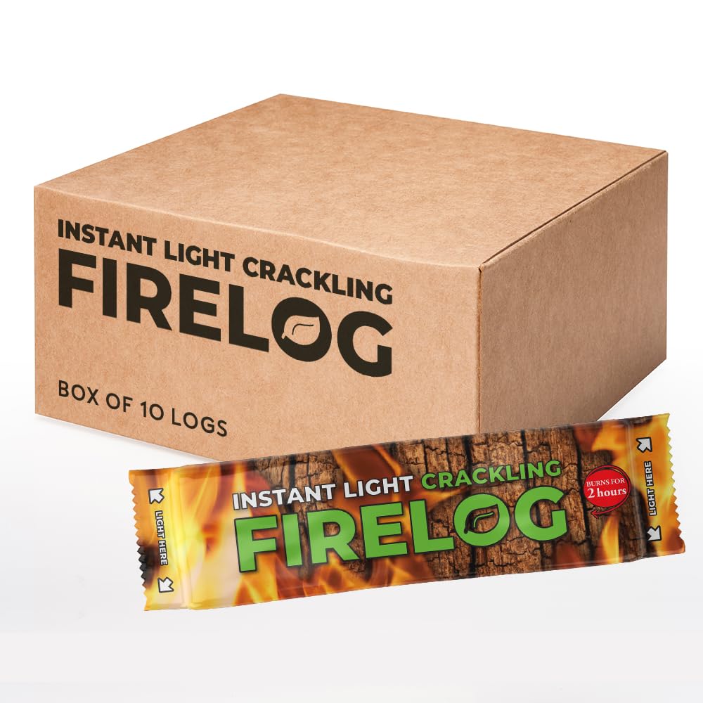 HomefireInstant Light Crackling Firelogs, Individually Wrapped, 12 kg (Pack of 10)