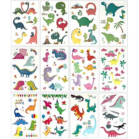 Benlily 120+ Pcs Temporary Body Tattoo Stickers Set for Kids - Dinosaur Theme Sleep Over Birthday Party Decal Accessories Cover