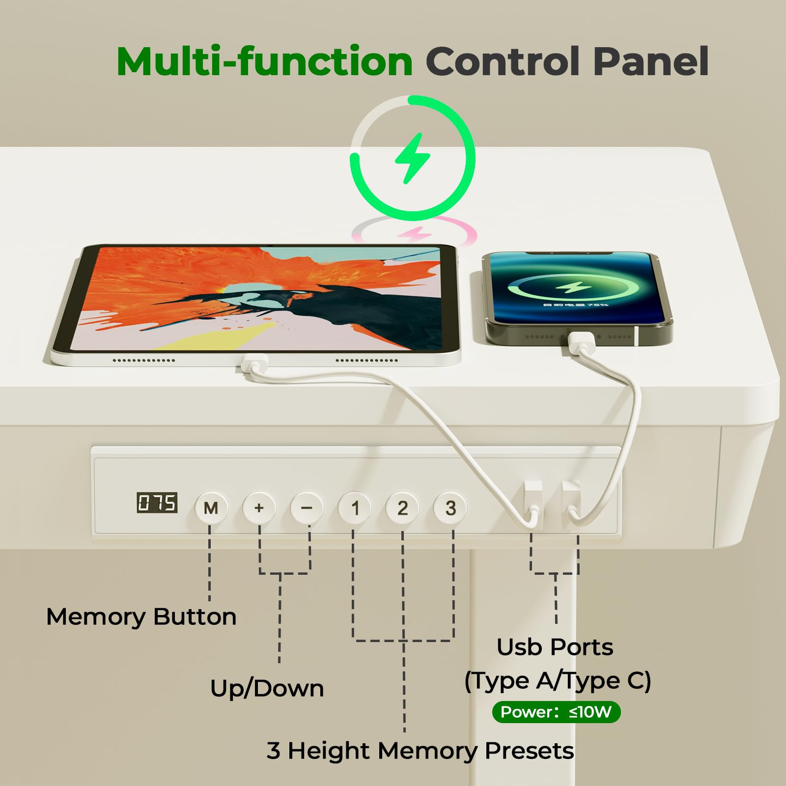 Small Standing Desk with Drawer 35 x 20 Whole Piece Tabletop Electric Sit Stand Desk Height Adjustable Desk — view 5